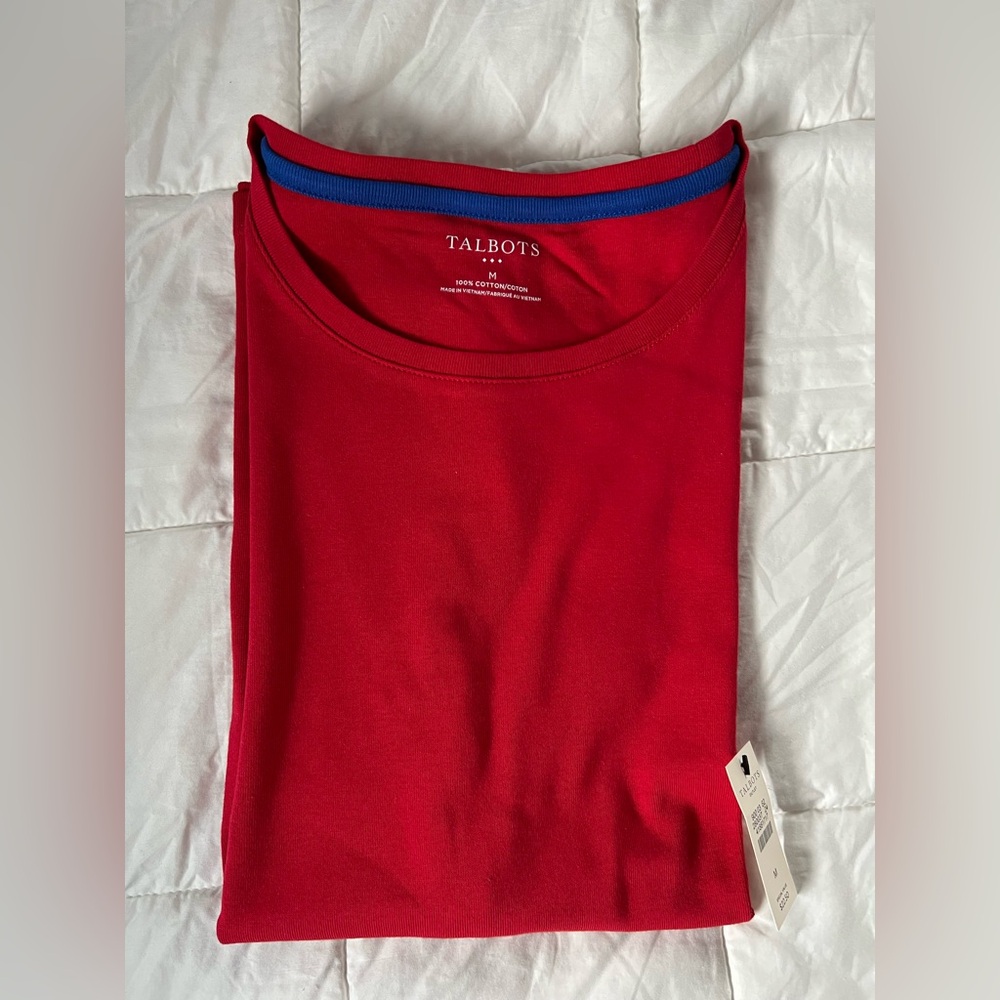 NWT Talbots Short sleeve classic cotton tshirt size m red
